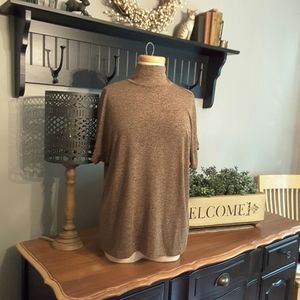 Joan Vass short sleeve turtle neck knit shirt